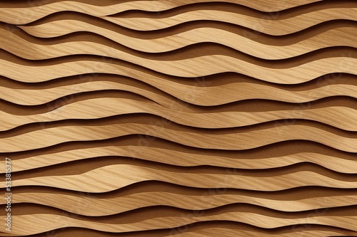 Wood and plaster seamless texture with waves pattern, mosaic texture, 3d illustration, long texture