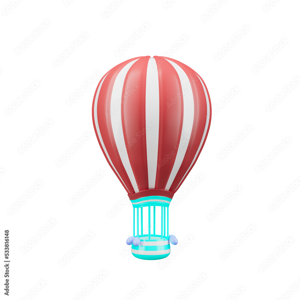 Hot air balloon Icon Isolated 3d render Illustration Hot air balloon Icon Isolated 3d render Illustration