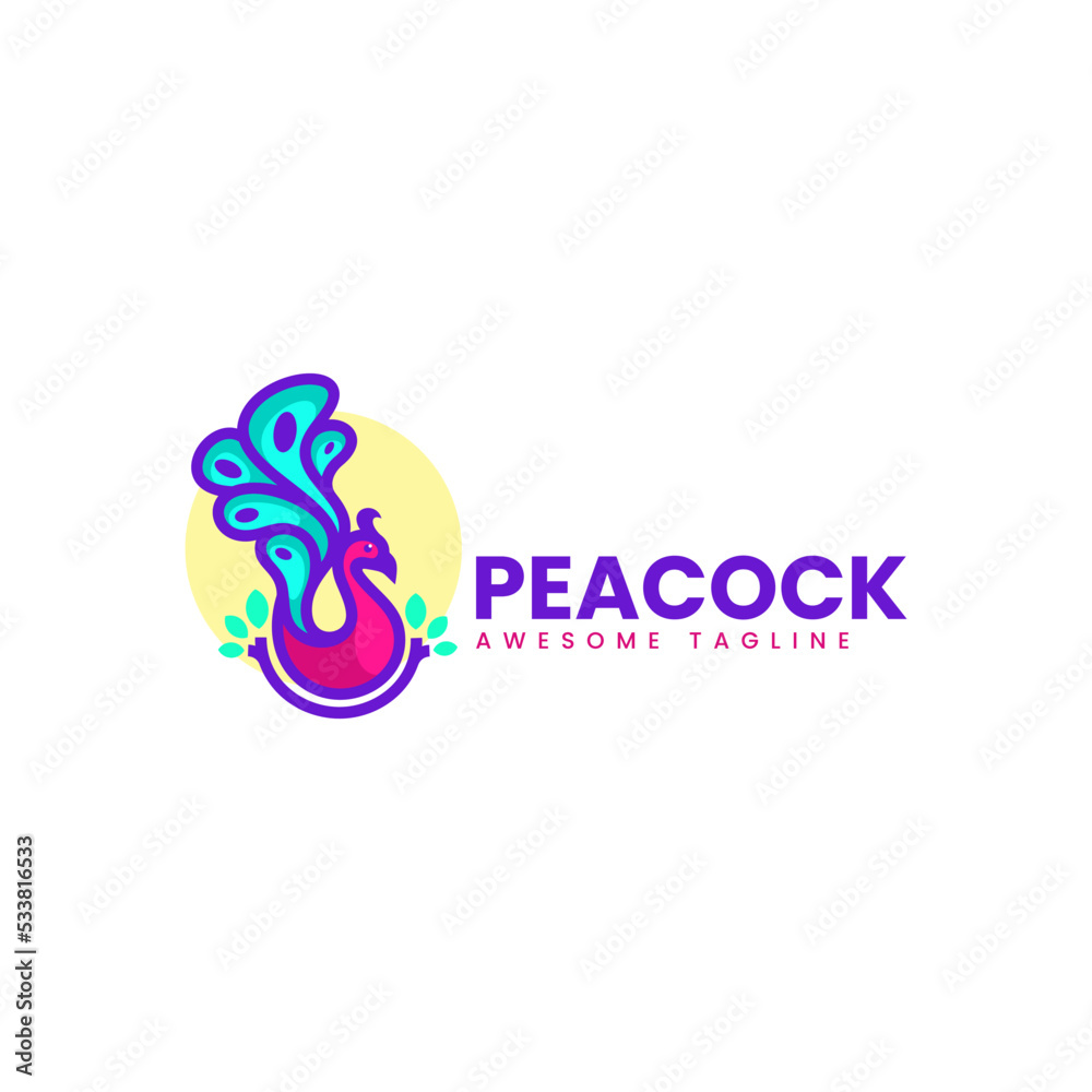 Fototapeta premium Vector Logo Illustration Peacock Simple Mascot Style