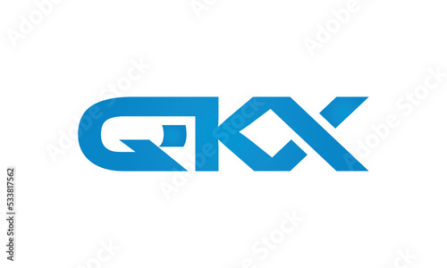 QKX monogram linked letters, creative typography logo icon