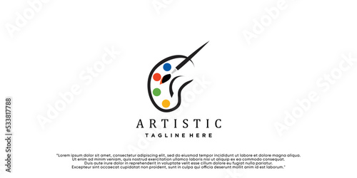 Brush and palette icon watercolor logo design