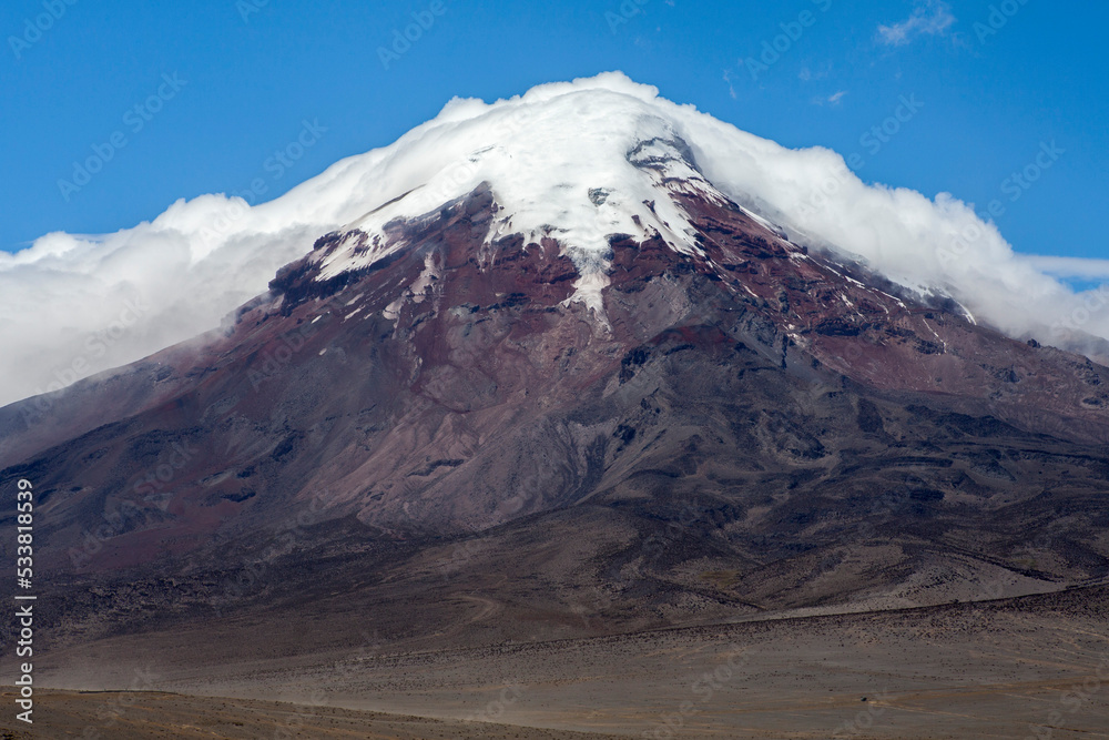 Close up of snow peak, El Chimborazo, ecuador, andes, andean mountains