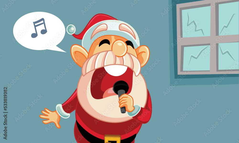 Drunk Santa Singing Loudly Breaking Windows Funny Cartoon Illustration. Funny Christmas karaoke party with talentless Santa performer
Drunk Santa Singing Loudly Breaking Windows Funny Cartoon Illustration. Funny Christmas karaoke party with talentless Santa performer