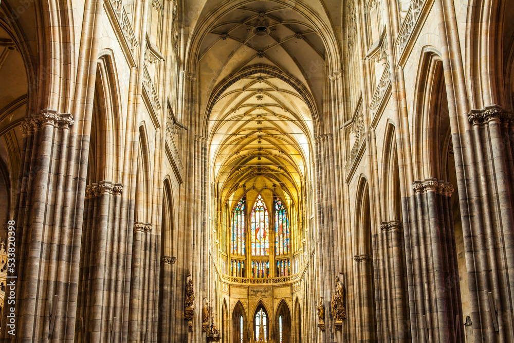 Inside of Prague Cathedral gothic architecture of , Czech Republic Inside of Prague Cathedral gothic architecture of , Czech Republic
