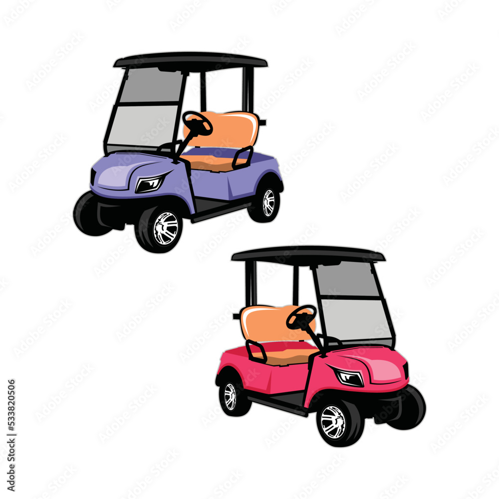 cart isolated on white background cartoon cart, golf cart logo