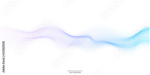Vector wave lines smooth flowing dynamic blue purple pink gradient isolated on white background for concept of technology, digital, communication, science, music
