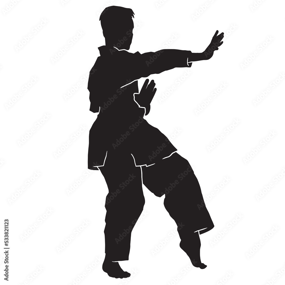 young kata karate boy silhouettes Vector Sport young kata karate boy silhouettes Vector Sport