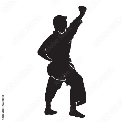 young kata karate boy silhouettes Vector Sport