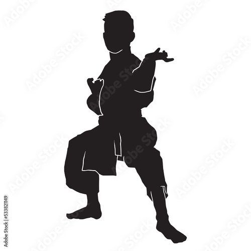 young kata karate boy silhouettes Vector Sport