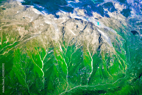 Aerial photography of the texture of the earth