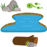 Pond View Illustration Vector Clipart