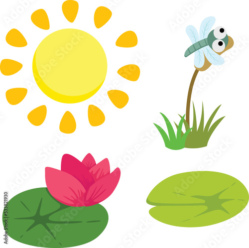 Garden View Sunny Day Illustration Vector Clipart