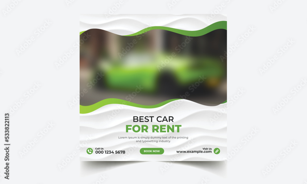 Fototapeta premium Instagram post template for Car rental, Digital marketing flyer for car rental, Automobile agency social media post template, flyer design, brochure design for car service, Car service flyer