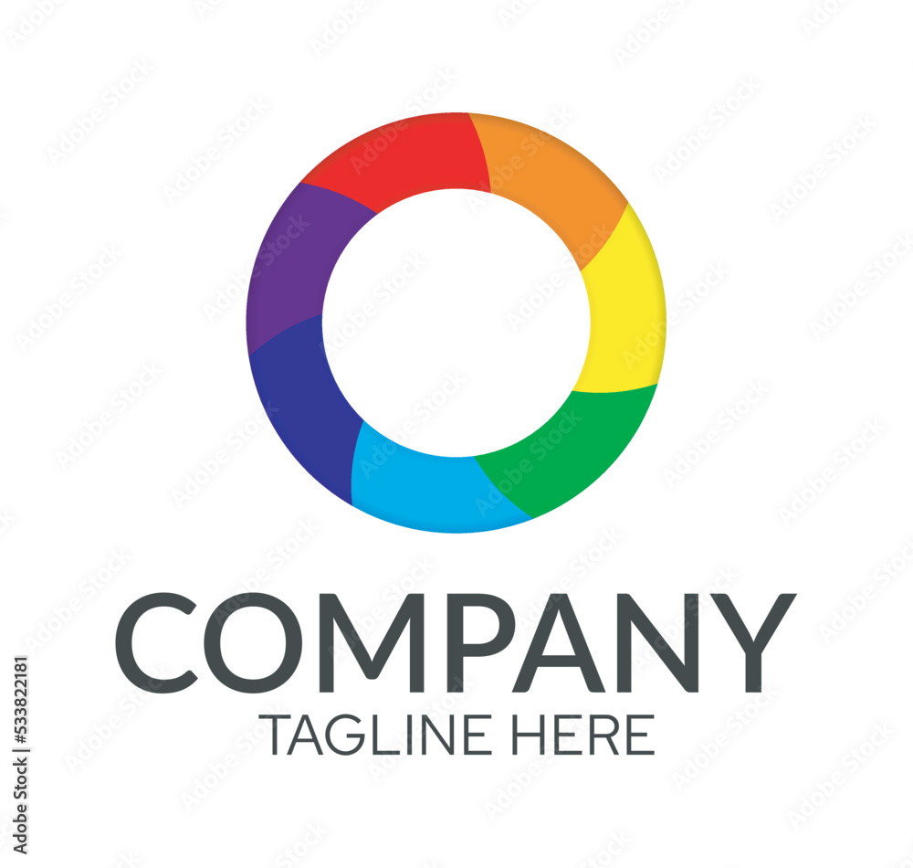 Colorful Rainbow Circle Logo in White Background