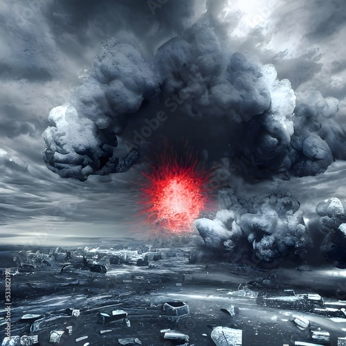 The doomsday scene of a catastrophe, digital illustration.