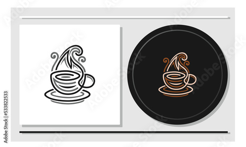 Coffee cup logo design using circular lines
