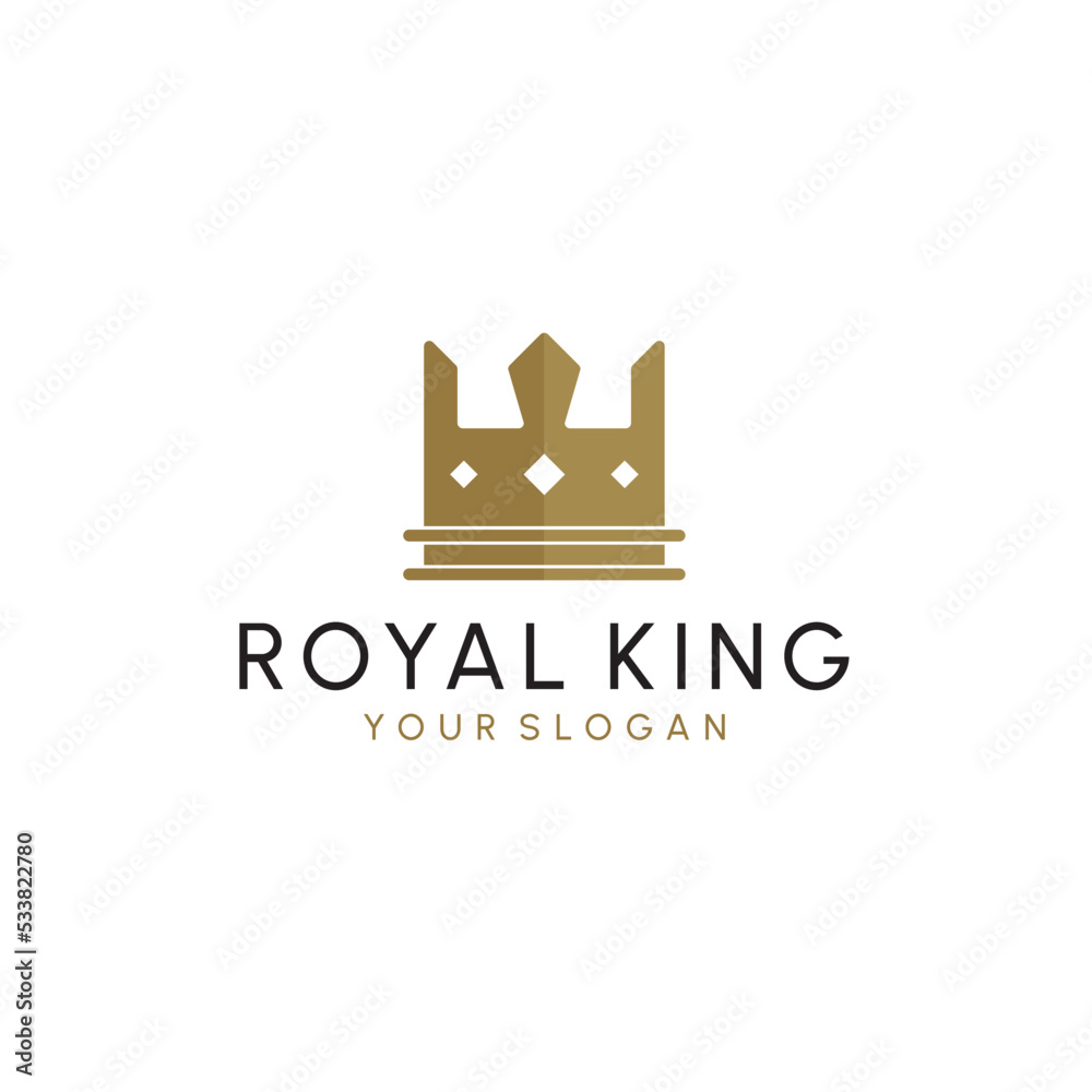 Obraz premium Crown Logo Royal King Queen abstract Logo design vector template. Geometric symbol Logotype concept icon.