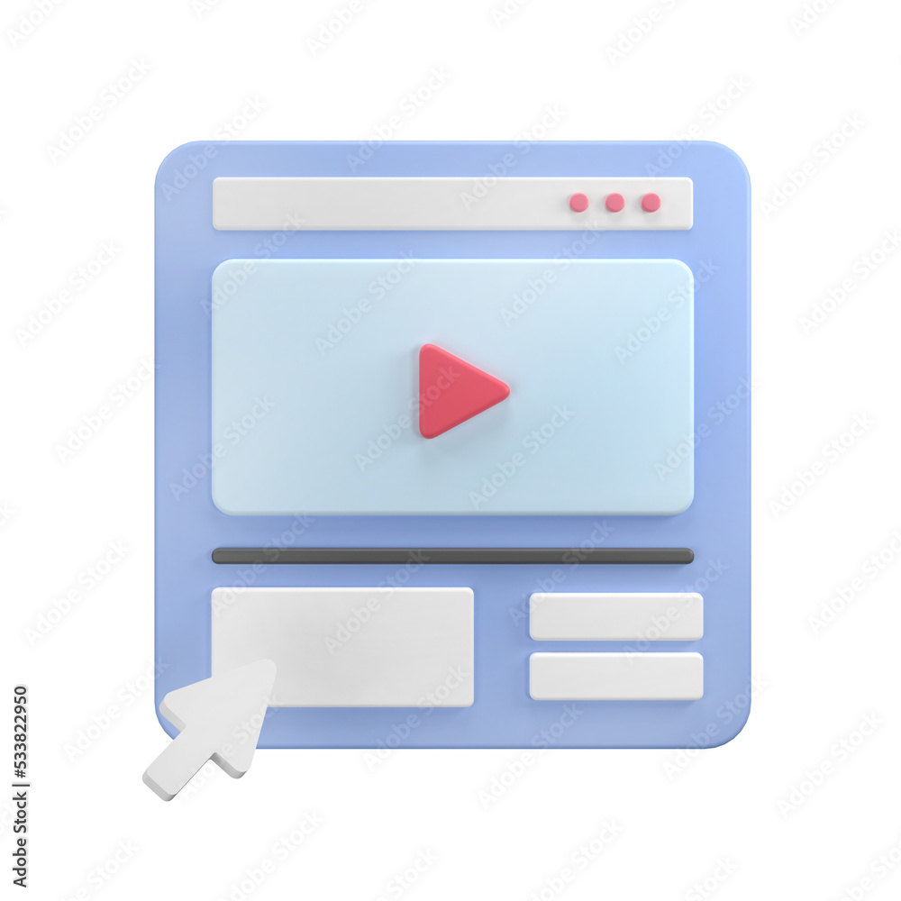 Video player streaming broadcast 3D Illustration Video player streaming broadcast 3D Illustration