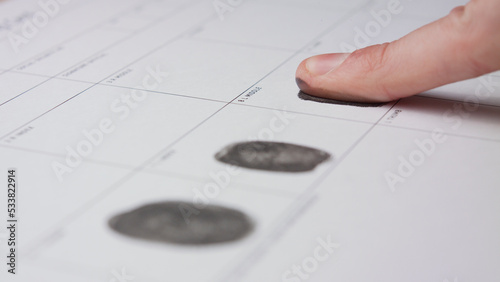 filling form macro fingerprint registration finger print form paperwork