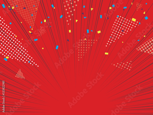 背景素材 紙吹雪＆集中線 赤色2 Background material confetti & concentration line red 2