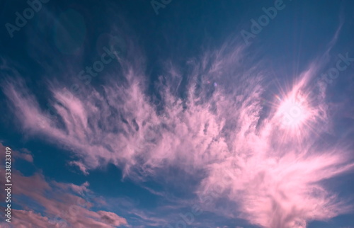  Pink beautiful clouds in the sky