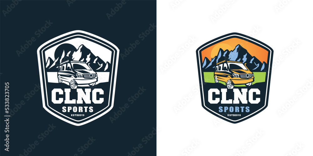 Retro Vintage logo badge adventure and outdoor mountains for sticker, t-shirt, hat, poster design
