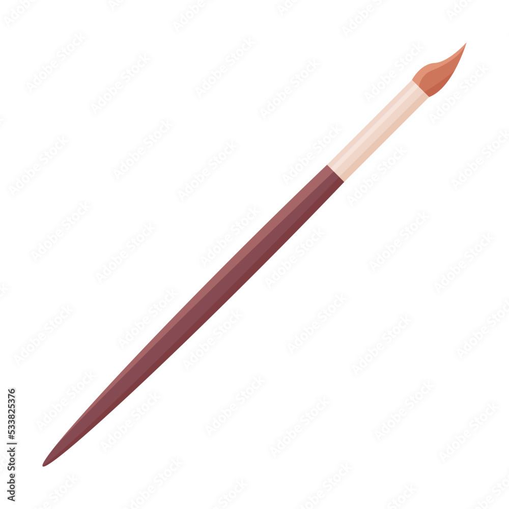 Drawing supplies. Brush, paint isolated on white. Vector illustration for artistic school, painter studio, art studying concept Drawing supplies. Brush, paint isolated on white. Vector illustration for artistic school, painter studio, art studying concept