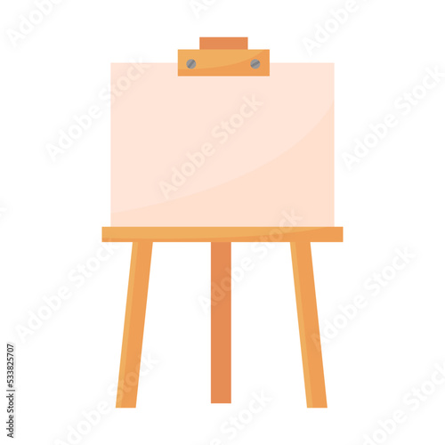 Drawing supplies. Artists tools paint palette, easel isolated on white. Vector illustration for artistic school, painter studio, art studying concept