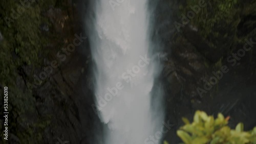 Stunning Pailon Del Diablo Waterfall Or Devil's Cauldron In Baños De Agua Santa, Ecuador. Tracking Shot