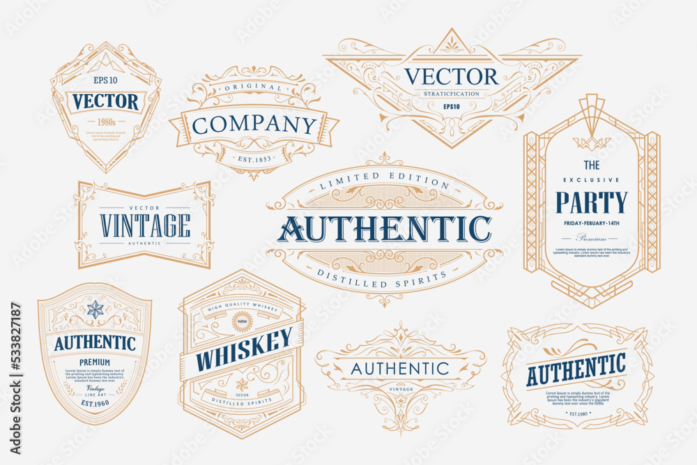 Set of vintage label badge retro vector illustration