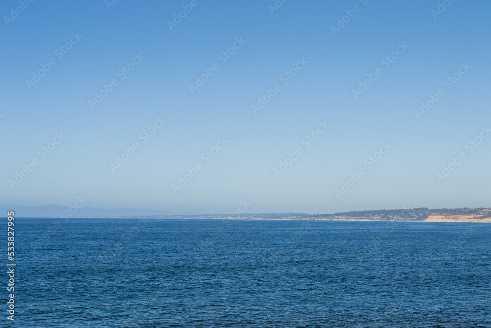 Ocean view of crashing waves in southern California west coast