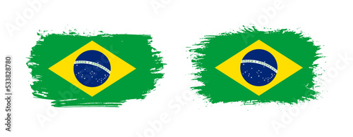 Free Download Set of two grunge brush flag of Brazil on solid background - GFXLoad