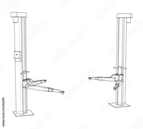 Car lift stand tower. Vector