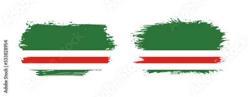Free Download Set of two grunge brush flag of Chechen Republic of Ichkeria on solid background - GFXLoad