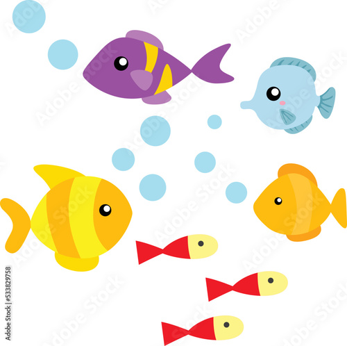 Fish Sea Water Animals Illustration Vector Clipart