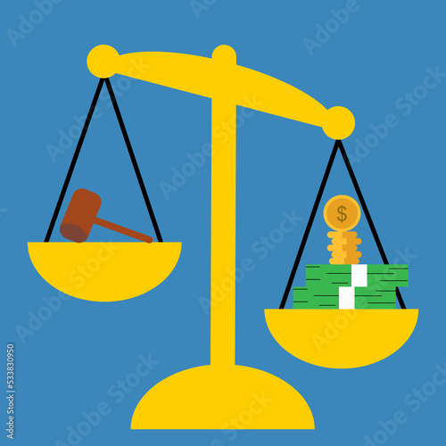 Injustice illustration. Concept of corruption in law enforcement