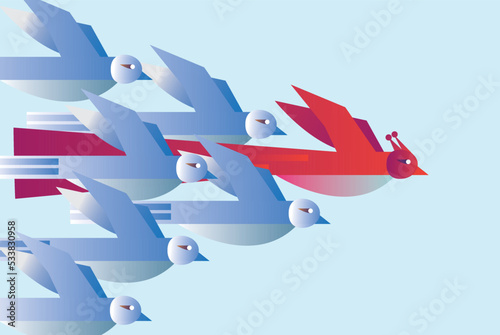 Group of birds. Leadership and Competition concept. Flat graphic design .vector illustration
