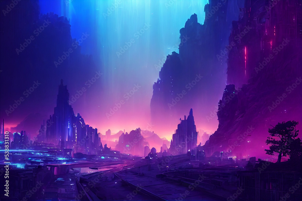 futuristic cyberpunk city, concept art, digital illustration futuristic cyberpunk city, concept art, digital illustration