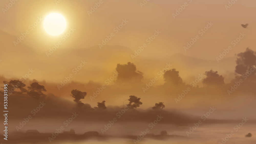 Landscape background. Abstract art template. Vector illustration. Landscape background. Abstract art template. Vector illustration.