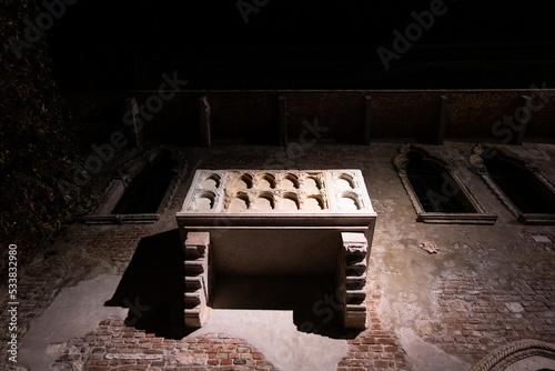Night View of Juliet's Balcony in Verona, Italy