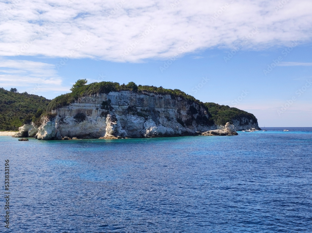 Antipaxos Island in bright summer day, Greece