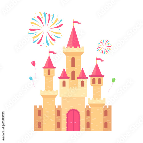 Amusement park flat element. Cartoon carnival isolated on white background vector illustration. Fantasy playground entertainment