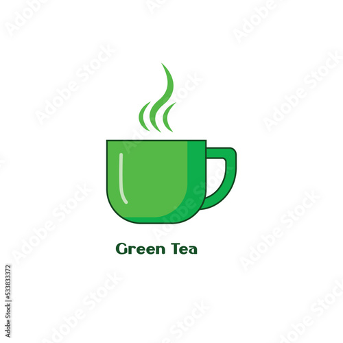 Cup of green tea flat design vector graphics