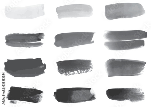 Set of black watercolor brush stroke