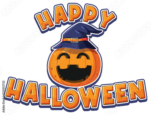Happy Halloween word with jack o lantern