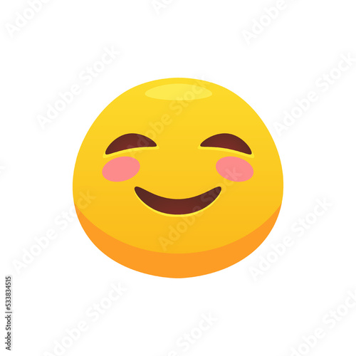 Feeling expression. Face emoji flat icon for web design. Cartoon yellow emotion circle icon smiling, laughing isolated vector