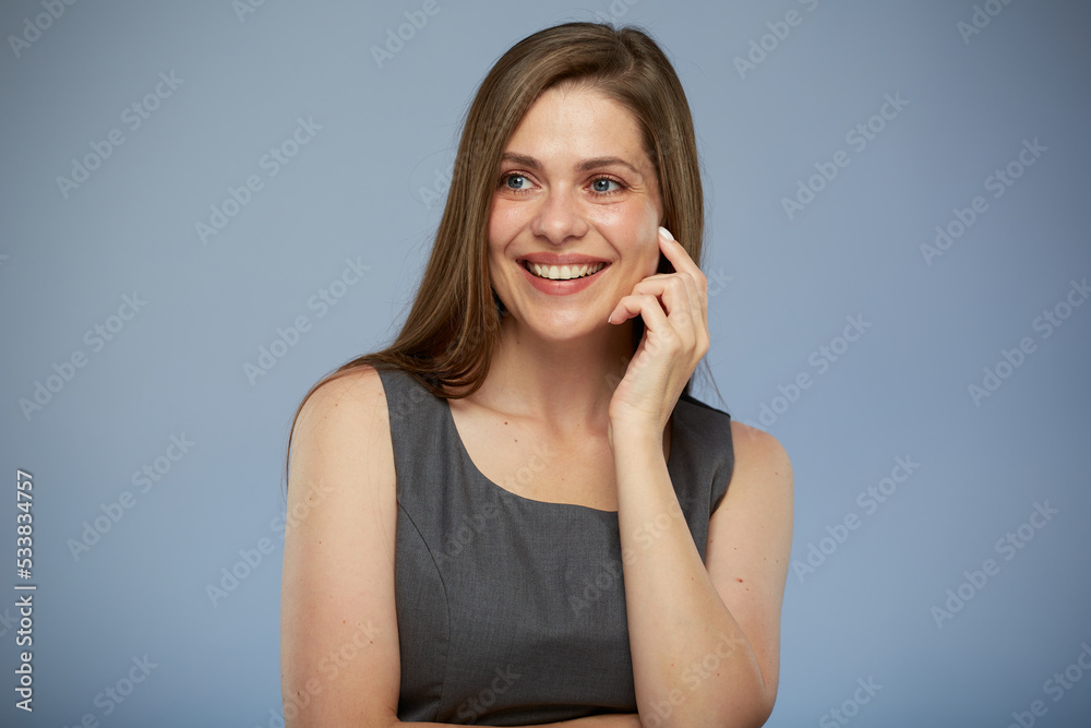 Smiling business woman with amazing wide toothy smile. isolated portrait. Smiling business woman with amazing wide toothy smile. isolated portrait.