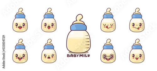 baby milk bottle cartoon. drink vector illustration