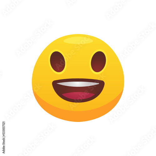 Feeling expression. Face emoji flat icon for web design. Cartoon yellow emotion circle icon smiling, laughing