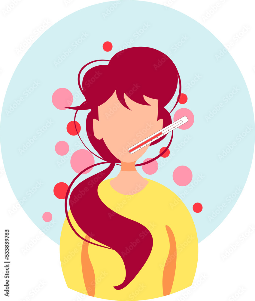 Sick woman illustration Sick woman illustration